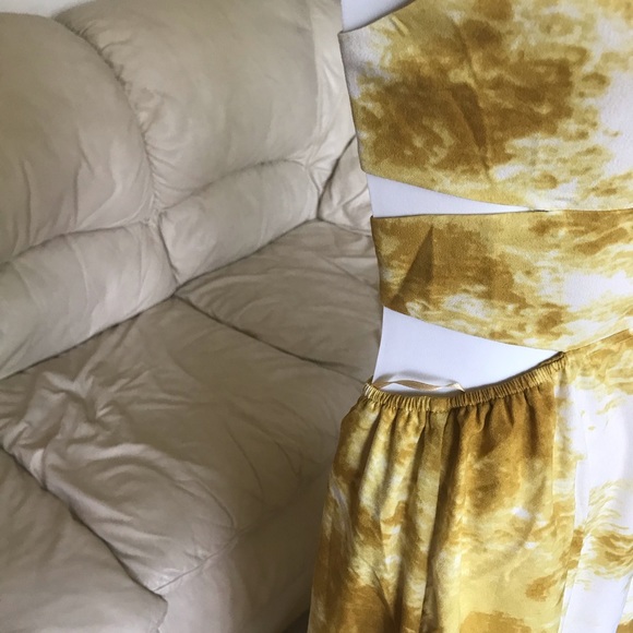Gold Tie Dye Sexy Backless Maxi Dress Maxi S M L - Picture 3 of 5